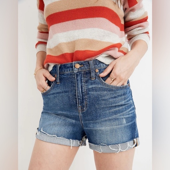Madewell High-Rise Denim Shorts in Glenoaks Wash: Cutoff Edition Size 24 - Picture 4 of 11